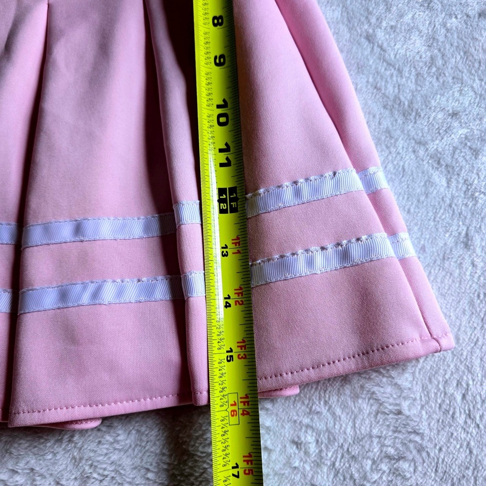 Y2K Spencer's Pink Pleated Mini Skirt Heart Patch Cheerleader Style Medium - Picture 6 of 9